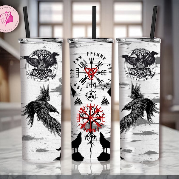 Vikings 20 Unzen Skinny Tumbler, Nordic Viking Sublimation Design, Straight Viking Wrap Design