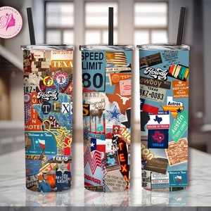 Texas State 20oz Skinny Tumbler Sublimation Designs, Texas State PNG File Digital Download, Texas State tumbler png, Texas Montage