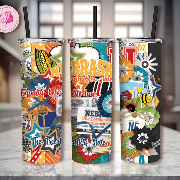 Nebraska 20oz Skinny Tumbler Sublimation Designs, Nebraska PNG File Digital Download, Nebraska tumbler png, Nebraska Montage, You Prrint