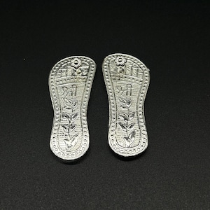 999 Pure Silver Handmade Charan Paduka Or Slipper For Idol Krishna , Laddu Gopal Or Vishnu.