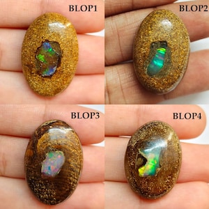 Boulder opal inlägg med etiopisk opal, Boulder opal ädelsten, Boulder opal cabochon platt baksida, lös ädelsten för smyckestillverkning.