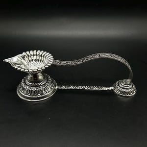 925 Sterling Silver Arti Diya, Silver Diya For Pooja, Silver Pooja Items, Silver Gift, Silver Deepak, Silver