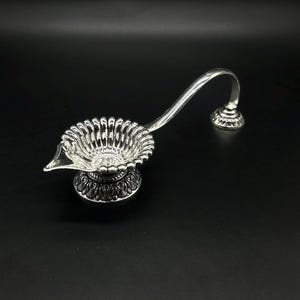 925 Sterling Silver Arti Diya, Silver Diya For Pooja, Silver Pooja Items, Silver Gift, Silver Deepak, Silver
