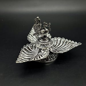 925 Sterling Silver Leaf Diya/Samai, Silver Leaf Diya For Pooja.