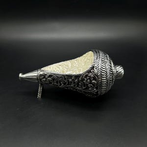 925 Sterling Silver Handcrafted Shank | 925 Silver Conch for Pooja | Decorative Silver Shank Stand | Hindu Spiritual Gift.