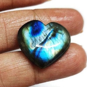 Heart Shape Labradorite, Gemstone, Natural Heart Shape Labradorite, Cabochon Flat Back Side, Loose Gemstone, Heart Shape, Size 20*22mm
