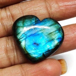Heart Shape Labradorite, Gemstone, Natural Heart Shape Labradorite, Cabochon Flat Back Side, Loose Gemstone, Heart Shape, Size 25*28mm