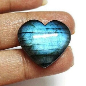 Heart Shape Labradorite, Gemstone, Natural Heart Shape Labradorite, Cabochon Flat Back Side, Loose Gemstone, Heart Shape, Size 22*25mm