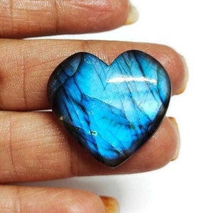 Heart Shape Labradorite, Gemstone, Natural Heart Shape Labradorite, Cabochon Flat Back Side, Loose Gemstone, Heart Shape, Size 26*28mm