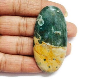 Ocean Jasper Gemstone, Natural Ocean Jasper Cabochon Flat Back Side, Loose Gemstone For Jewelry Making, Oval Shape, Size 56*29mm