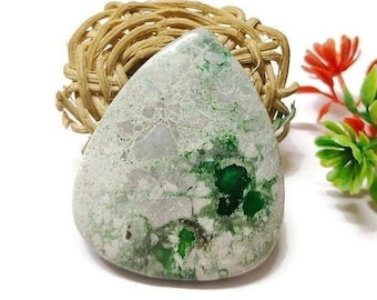 Variscite Gemstone Cabochon  ,Natural Variscite Cabochon Flat Back Side, Loose Gemstone For Jewelry Making ,Pear Shape , Size 46*38mm