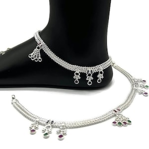925 Sterling Silver Anklet / Silver Bride Payal / Silver Anklet / Silver Payal / Silver Antique Payal / Designer Anklet