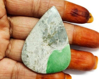 Variscite Gemstone Cabochon  ,Natural Variscite Cabochon Flat Back Side, Loose Gemstone For Jewelry Making ,Pear Shape , Size 47*35mm