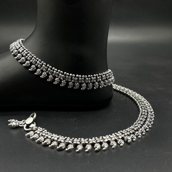 925 Sterling Silver Bride Anklet Silver Bride Payal Silver Anklet Silver Payal Silver Antique Payal Designer Anklet Etsy UK