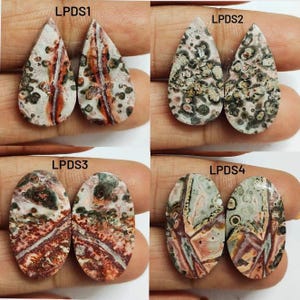 Leopardite Skin Jasper Pair , Leopardite Skin Jasper Pair Cabochon Flat Back Side, Loose Gemstone For Jewelry Making.