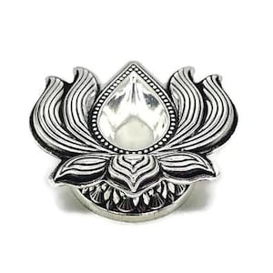 925 Sterling Silver Lotus Diya / Silver Antique Diya / Silver Deepam