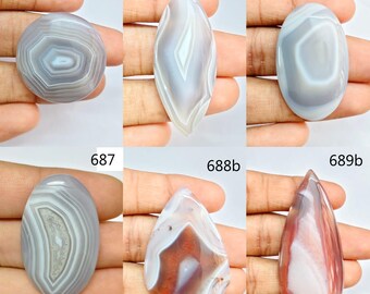 Botswana Agate Cabochon, Natural Botswana Agate Flat Back Side, Loose Gemstone For Jewelry Making.