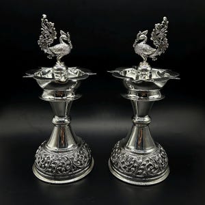 925 Sterling Silver Diya/Samai, Silver Diya For Pooja, Silver Pooja Items, Silver Gift, Silver Deepak.