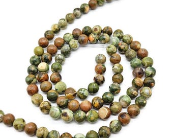 Regenwald / Rhyolite, 8 mm Edelstein Beads.