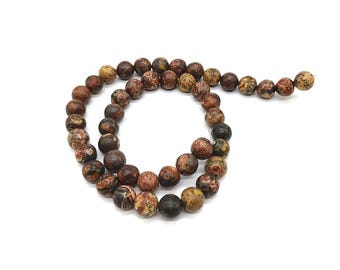 Perles de jaspe rondes naturelles en peau de léopard, perles de pierres précieuses de 8 mm.