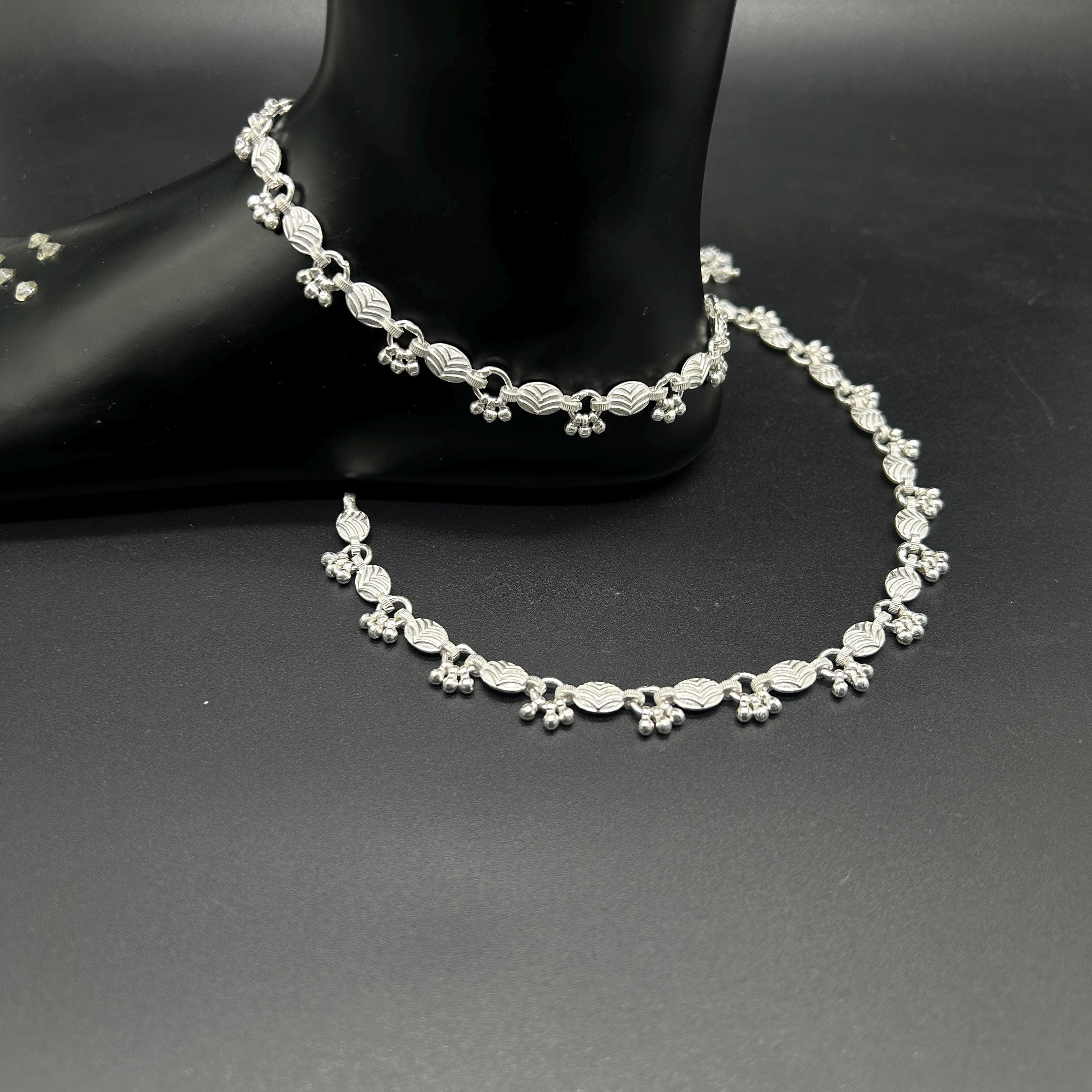 Silver New Payal Design 2021 Simple 925 Sterling Silver Anklet