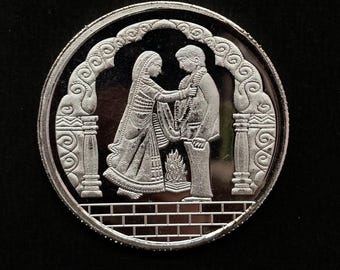 99.90% Pure Silver 10grams Bride Groom Silver Coin / Silver Coins / Anniversary Gift / Weeding Gift