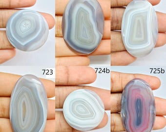 Botswana Agate Cabochon, Natural Botswana Agate Flat Back Side, Loose Gemstone For Jewelry Making.