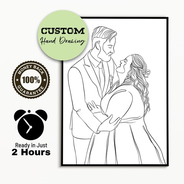 Last Minute Gift One Line Drawing Couple Gifts Line Art Portrait From Photo Personalized Gift For Her Wedding 8th Anniversary Gift For Him