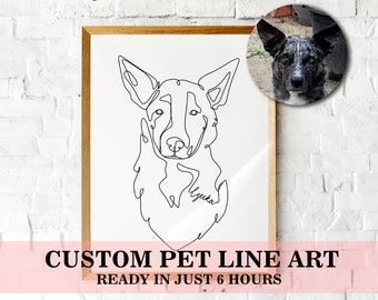 Custom Dog Portrait, Line Drawing, Pet Art, Line Dog Portrait, Dog Sketch, Line Art Gift, Dog Outline, Printable Pet Portrait, Pet Outline