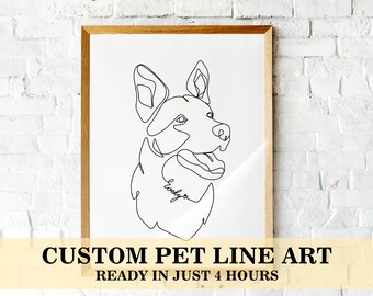 Dog line art, Pet line drawing, Custom line art, Single line drawing, Line art tattoo, One line drawing, Pet memorial drawing, Dog portrait