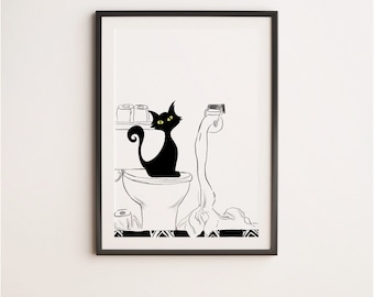Are You Pooping, Black Cats Printable Bathroom Decor, Digital Download, Wall Art for Bathroom, Funny Art, Home Decor, Funny Wall Art