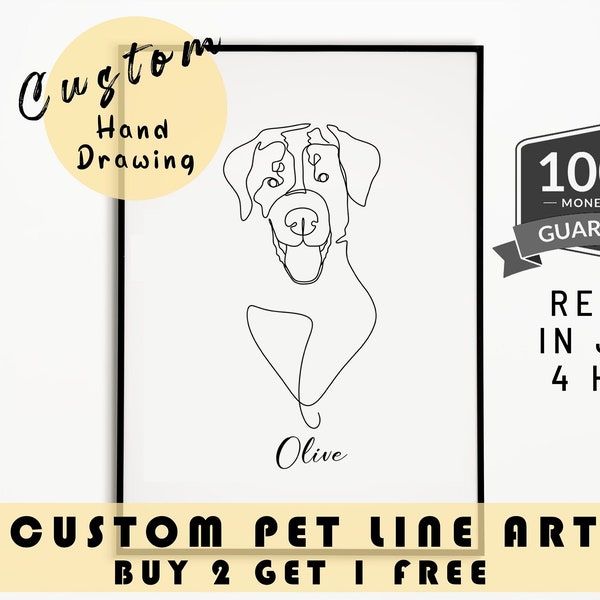 Custom one Line Drawing, Custom Pet Portrait, Pet Portrait Drawing, Sketches From Photo, Personalized Gifts , Dog Portrait, Cat Portrait