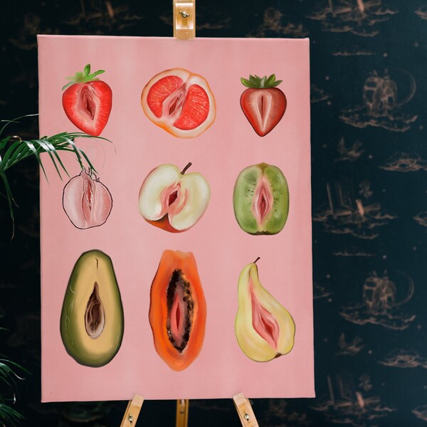 Sliced Fruit Poster, Art Print, Vintage Poster, Fruit Art Empowerment Print, Body Positivity, watercolor Art Print, Signed Art Poster