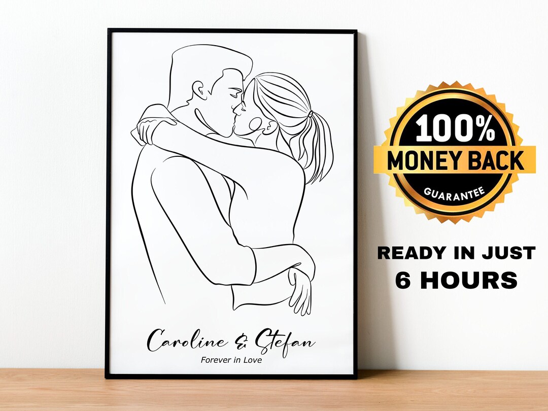 Buy Last Minute Gift One Line Drawing Couple Gifts Line Art Portrait