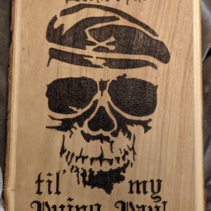 Pay tribute! Soldier skull on 10x13 live edge wood