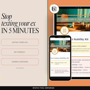 No Contact Notion Template | Stop Texting Your Ex, Breakup Recovery & Urge Tracker