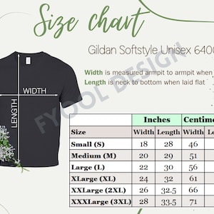 Gildan 64000 Size Chart Unisex Gildan T-Shirt 64000 Size Chart in Inches and Centimetres