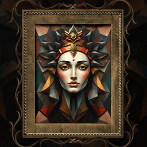 3D Face of The Goddess, Digital Art Print, Wall Art, AI Generated, AI Art, Digital Download, Home Decor, Printable