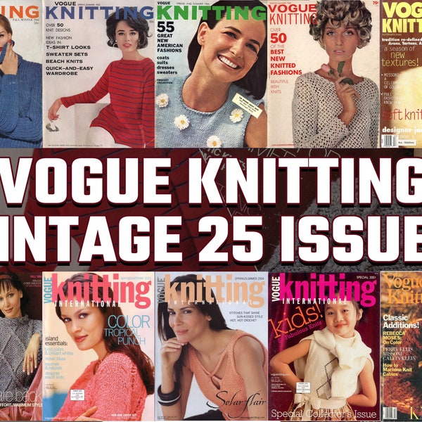 Magazine de tricot Vogue, collection vintage, modèles et techniques de tricot numériquesRevue de tricot vintage de 1961 à 2004