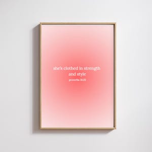 Pink Aura Printable Wall Art With Bible Verse, Pink Gradient Aura Art