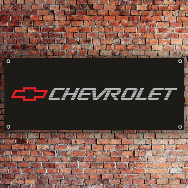 Chevrolet Logo Banner Vinyl, Garage Sign,office or showroom, Flag, Racing Poster, Auto Car Shop, Car Poster, Garage Decor, Chevrolet Camaro