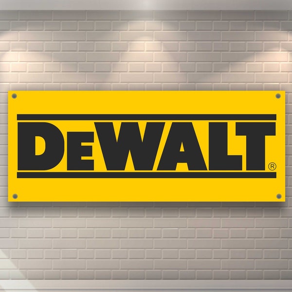 Dewalt Logo Banner Vinyl, Garage Sign,office or showroom, Flag, Racing Poster, Auto Car Shop, Car Poster, Garage Decor, Dewalt