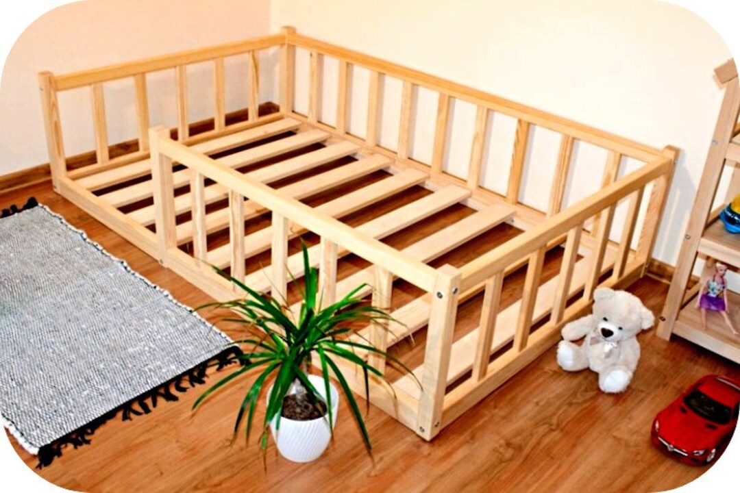 Montessori Floor Toddler Bed Slatted Bed Frame Rails on the Etsy