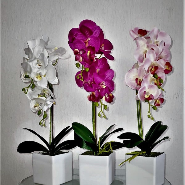 Künstliche Orchidee 51 cm Hoch, Große Kunstblumen LILA, WEIß oder ROSA Farbe, Orchidee Künstliche Blumen Deko Kunstpflanze Kunstblume im Top