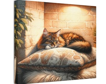 Home Haven: A Cat&#39;s Cozy Corner - Leinwand gespannt, 0.75&quot;
