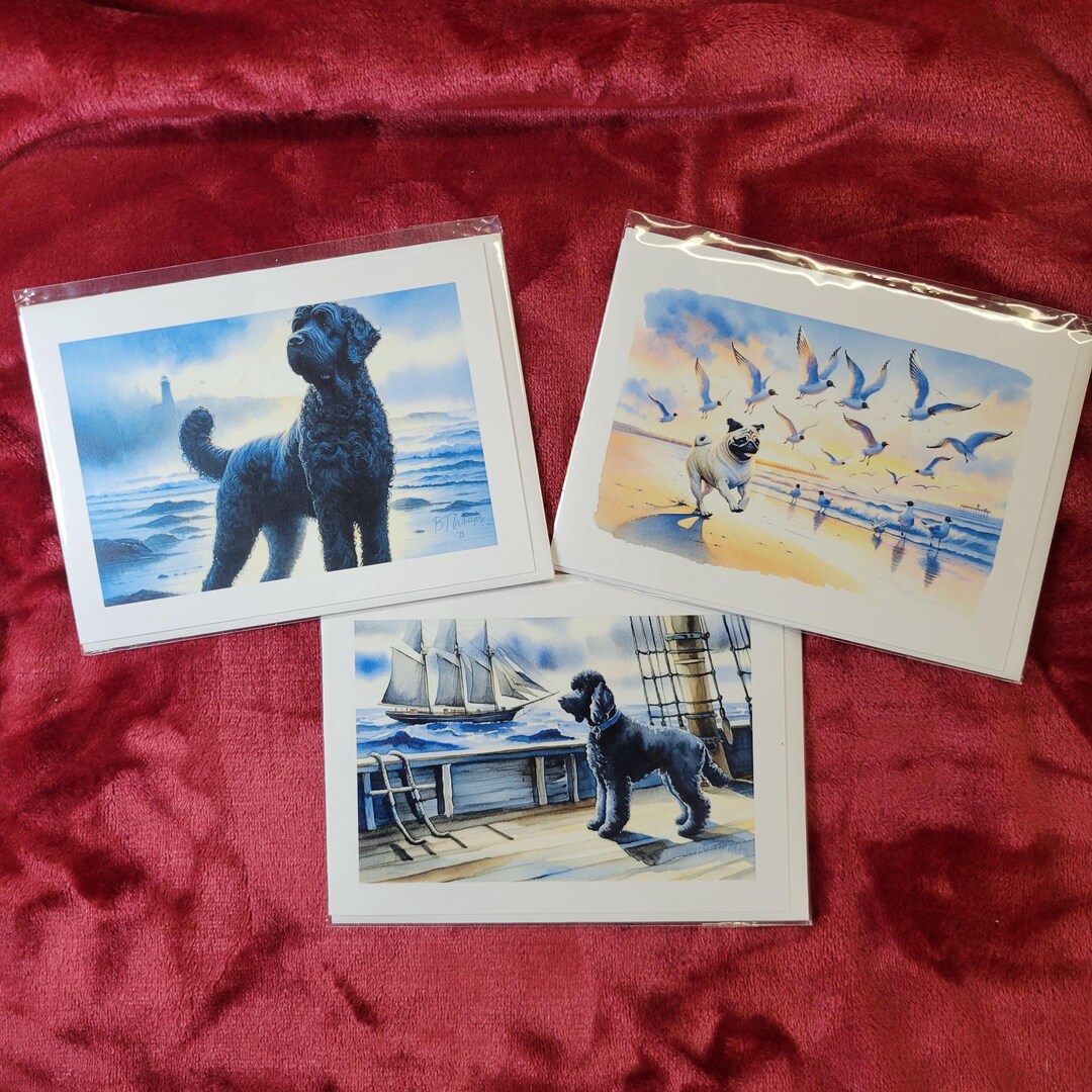 Dog Art Cards Set, 5x7 Blank Greeting Cards, Watercolor Artwork - Etsy