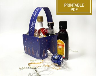 Small Holiday Gift Basket For Treats And Mini Bottles