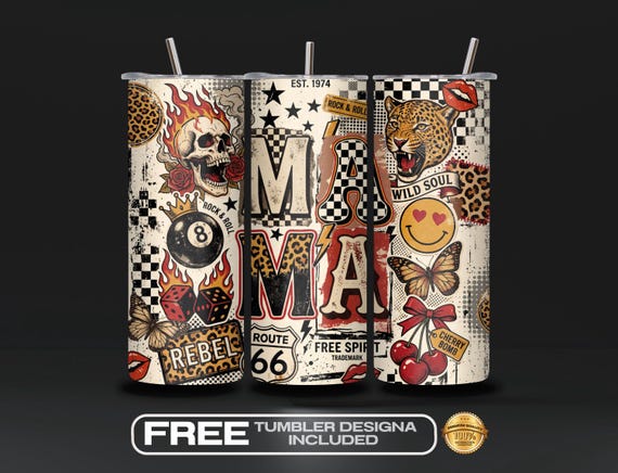 Western Leopard Mama Tumbler Wrap PNG, Trendy Cowgirl Mom Sublimation, Coquette Bow, Preppy Mama, Country 20 oz Skinny, Digital Download