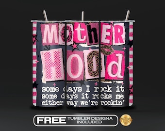 Striped Motherhood Tumbler Wrap PNG, Trendy Mom Life Sublimation, DYI Gift for Mother's Day, Preppy Mom, Aesthetic 20 oz, (Digital Download)