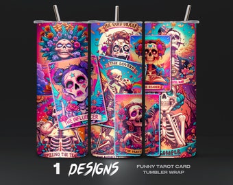 Sarcastic Tumbler Wrap PNG, Funny Tarot Card Design, Printable Cup Sleeve, Digital Download, Unique Tarot Art, Funny Tumbler PNG Download